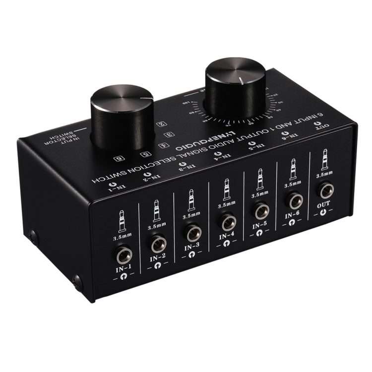 B017 6 Input 1 Output Audio Signal Selection Switcher Output Volume Adjustment Control 3.5mm Inter