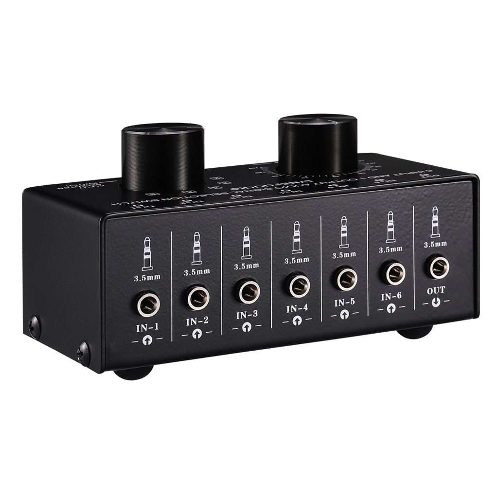 B017 6 Input 1 Output Audio Signal Selection Switcher Output Volume Adjustment Control 3.5mm Inter