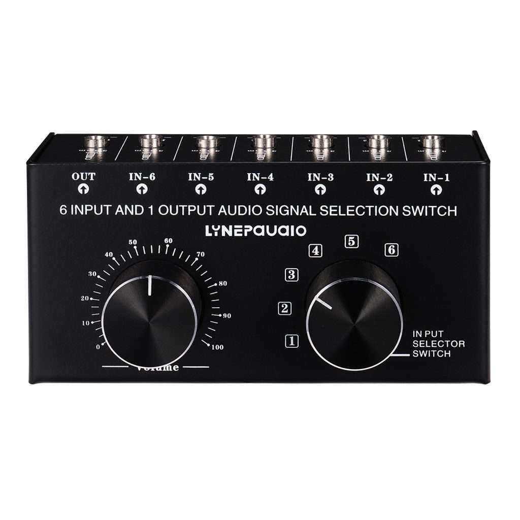 B017 6 Input 1 Output Audio Signal Selection Switcher Output Volume Adjustment Control 3.5mm Inter