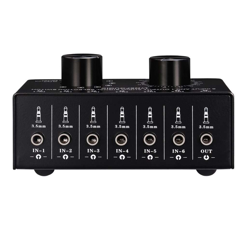 B017 6 Input 1 Output Audio Signal Selection Switcher Output Volume Adjustment Control 3.5mm Inter