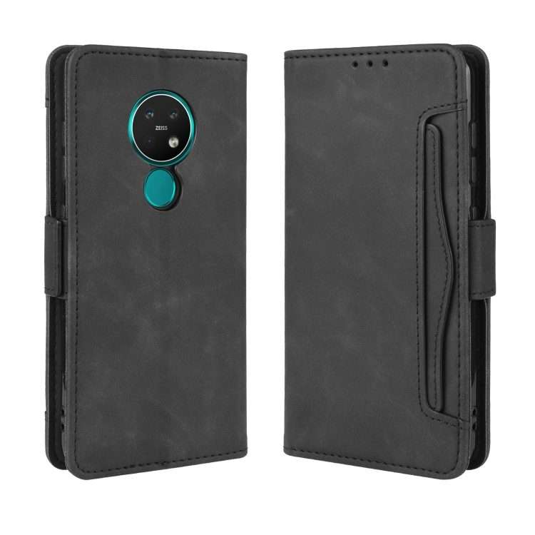 For Nokia 7.2 / 6.2 Wallet Style Skin Feel Calf Pattern Leather Case with Separate ... (Black)