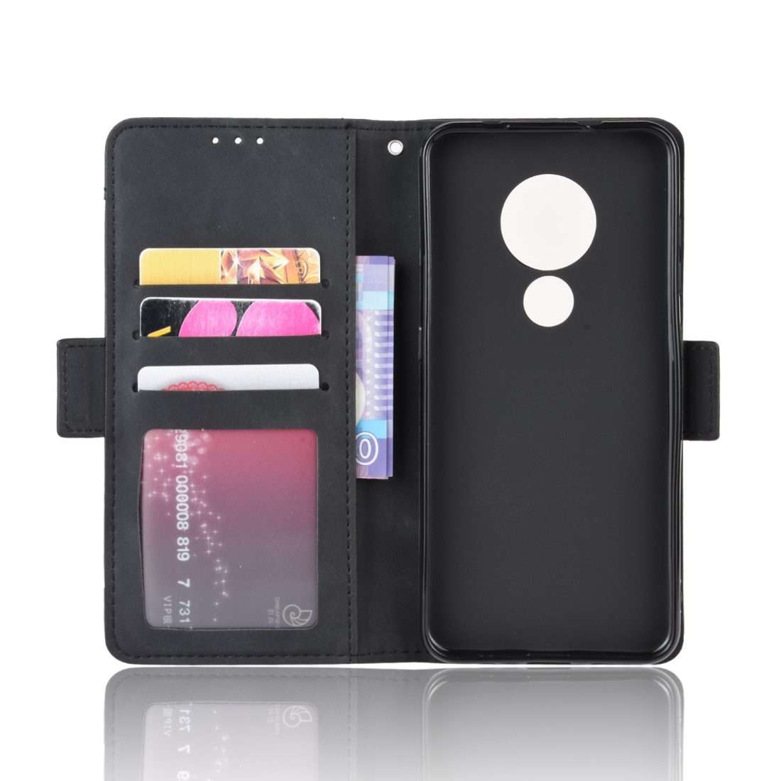 For Nokia 7.2 / 6.2 Wallet Style Skin Feel Calf Pattern Leather Case with Separate ... (Black)