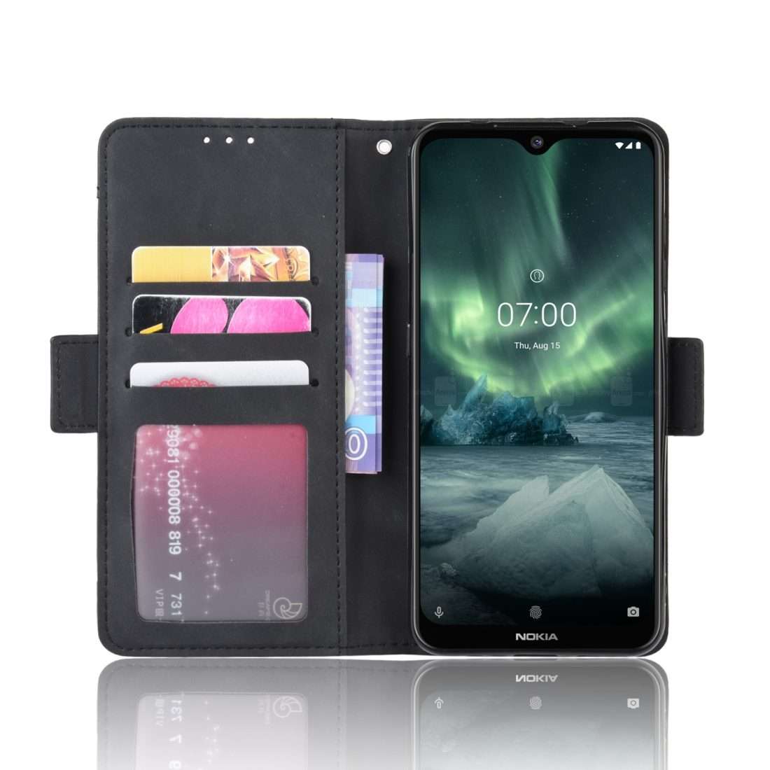 For Nokia 7.2 / 6.2 Wallet Style Skin Feel Calf Pattern Leather Case with Separate ... (Black)