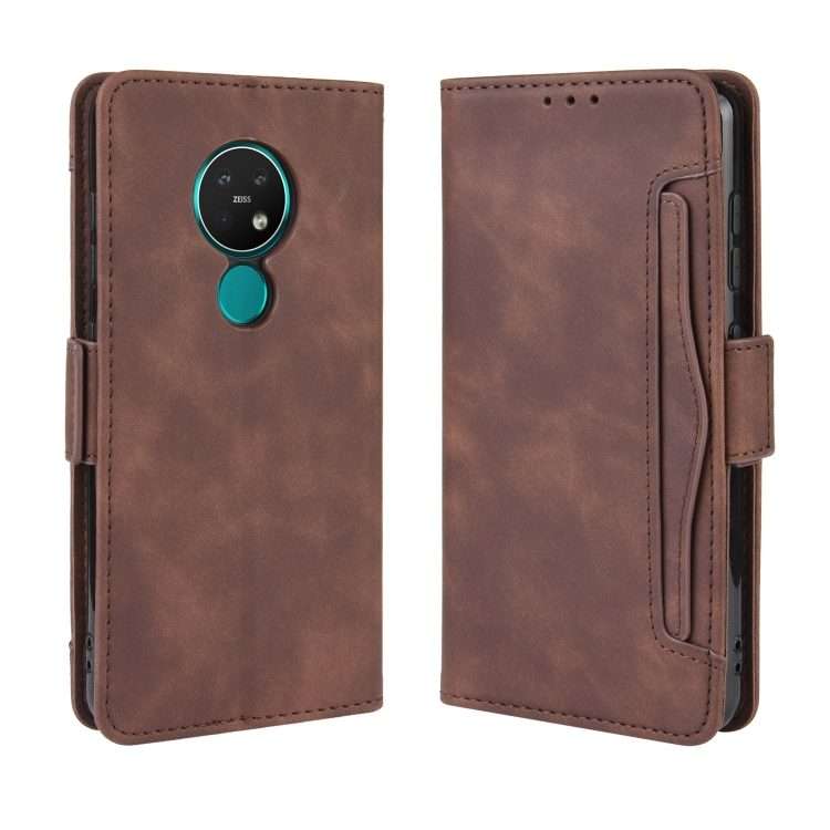 For Nokia 7.2 / 6.2 Wallet Style Skin Feel Calf Pattern Leather Case with Separate ... (Brown)