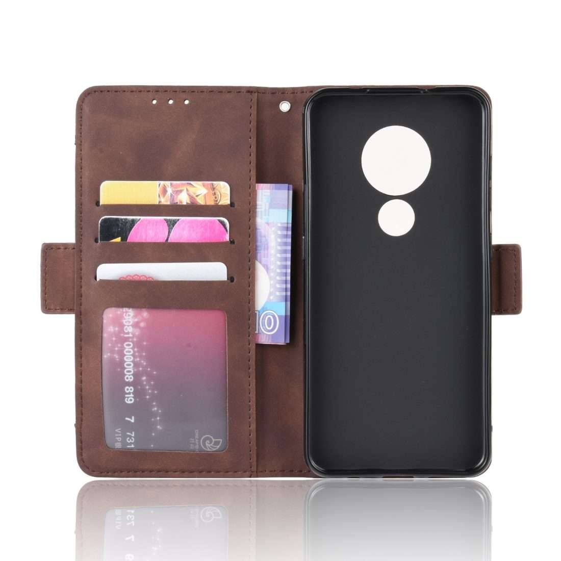 For Nokia 7.2 / 6.2 Wallet Style Skin Feel Calf Pattern Leather Case with Separate ... (Brown)