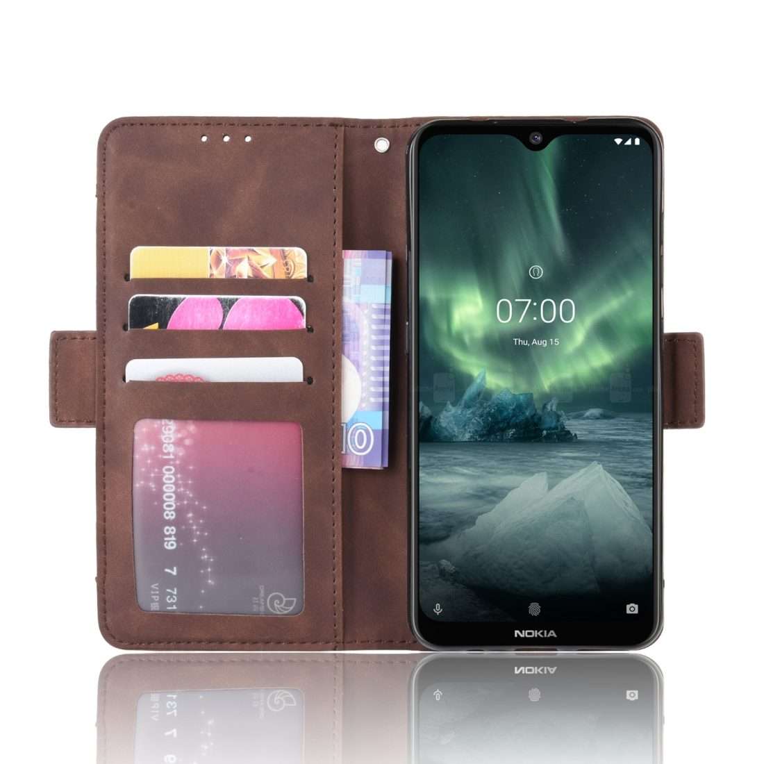 For Nokia 7.2 / 6.2 Wallet Style Skin Feel Calf Pattern Leather Case with Separate ... (Brown)