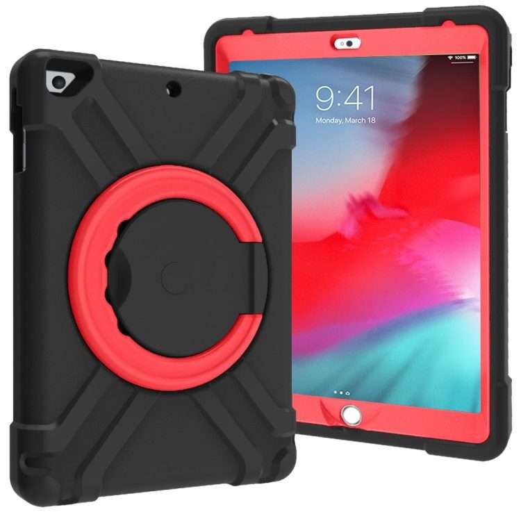 For iPad Air/Air2/Pro9.7 EVA + PC Flat Protective Shell with 360  Rotating Bracket(Black+Red)