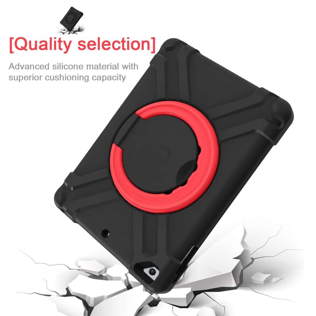 For iPad Air/Air2/Pro9.7 EVA + PC Flat Protective Shell with 360  Rotating Bracket(Black+Red)