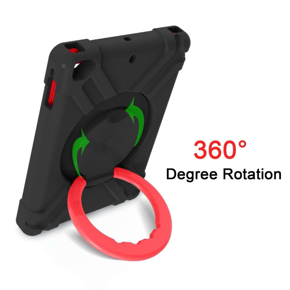 For iPad Air/Air2/Pro9.7 EVA + PC Flat Protective Shell with 360  Rotating Bracket(Black+Red)