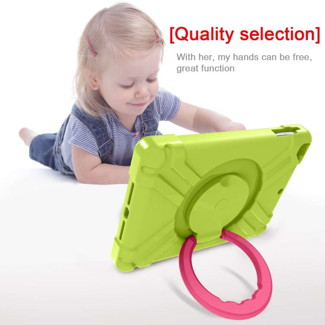 For iPad Air/Air2/Pro9.7 EVA + PC Flat Protective Shell with 360  Rot ... (Grass Green+Rose Red)