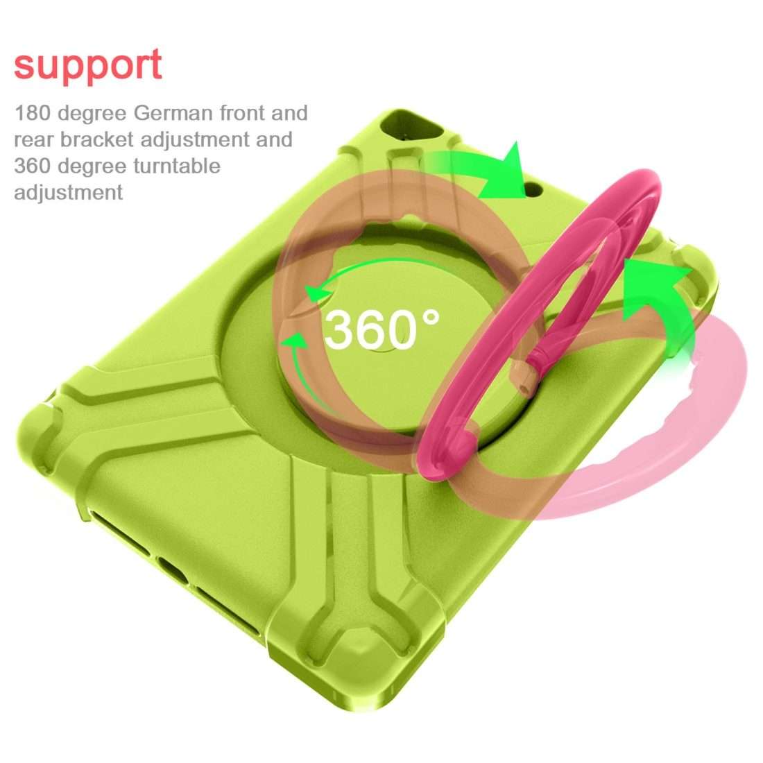 For iPad Air/Air2/Pro9.7 EVA + PC Flat Protective Shell with 360  Rot ... (Grass Green+Rose Red)