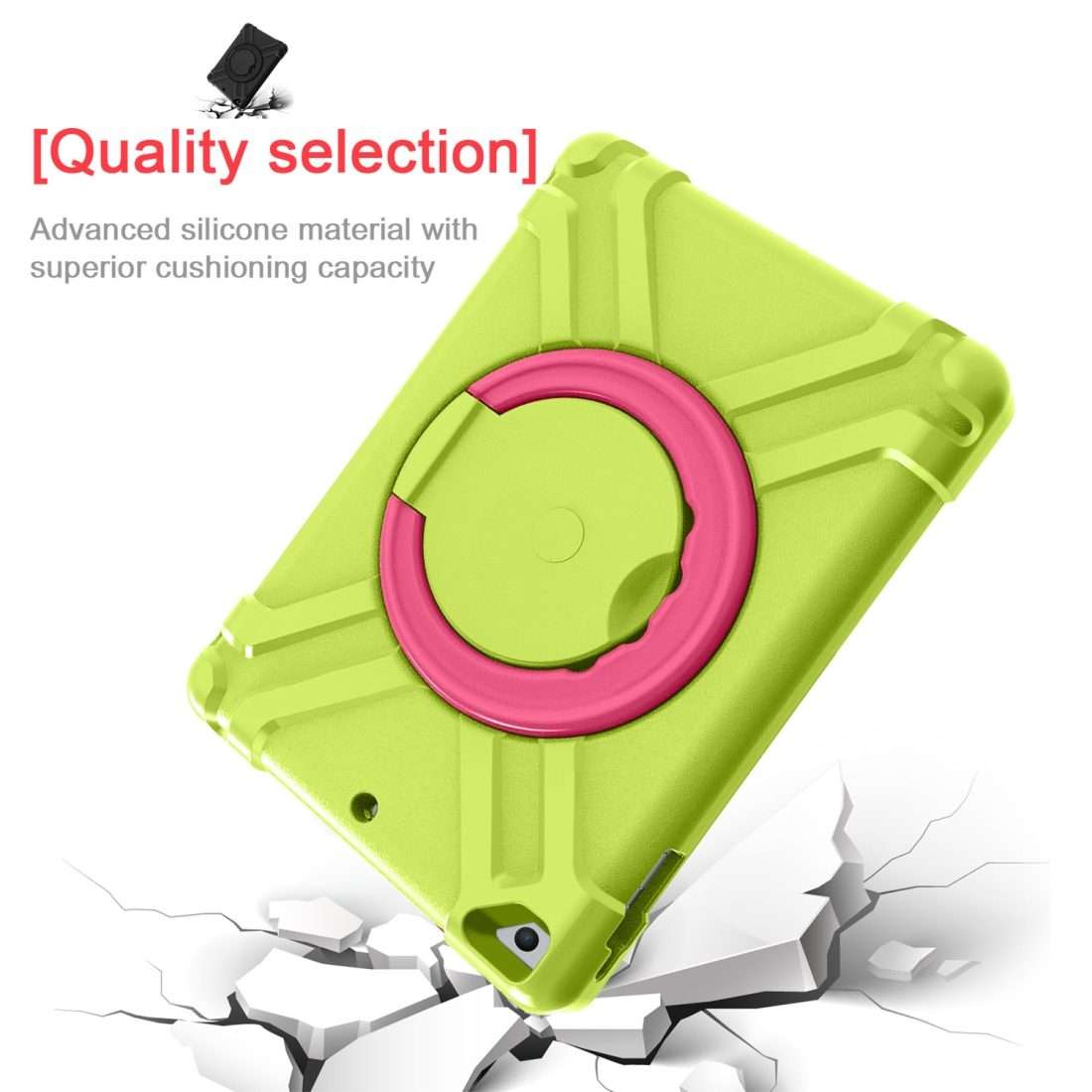 For iPad Air/Air2/Pro9.7 EVA + PC Flat Protective Shell with 360  Rot ... (Grass Green+Rose Red)
