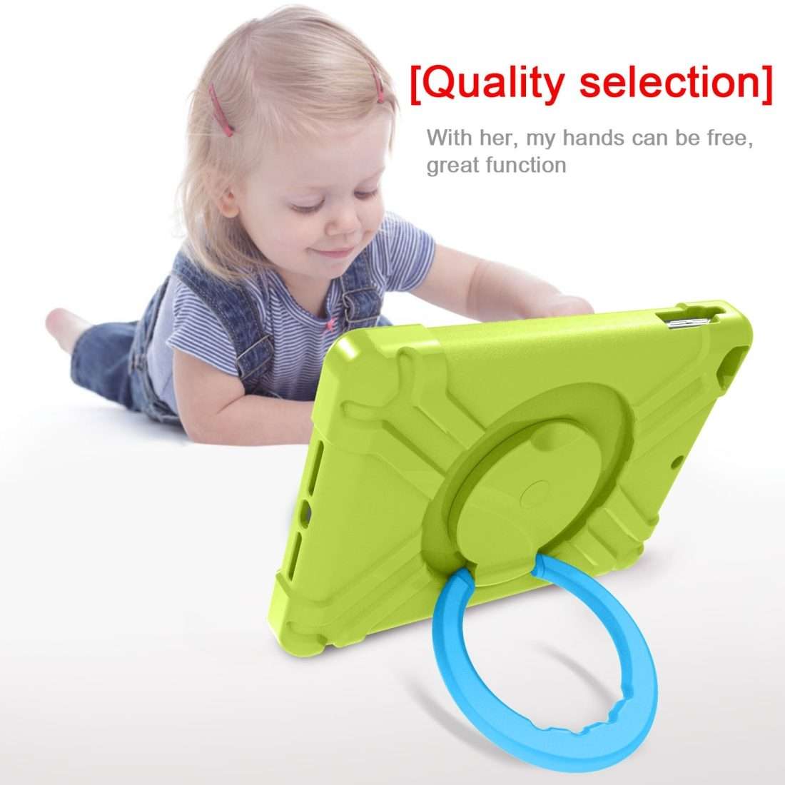 For iPad Air/Air2/Pro9.7 EVA + PC Flat Protective Shell with 360  Rotatin ... (Grass Green+Blue)