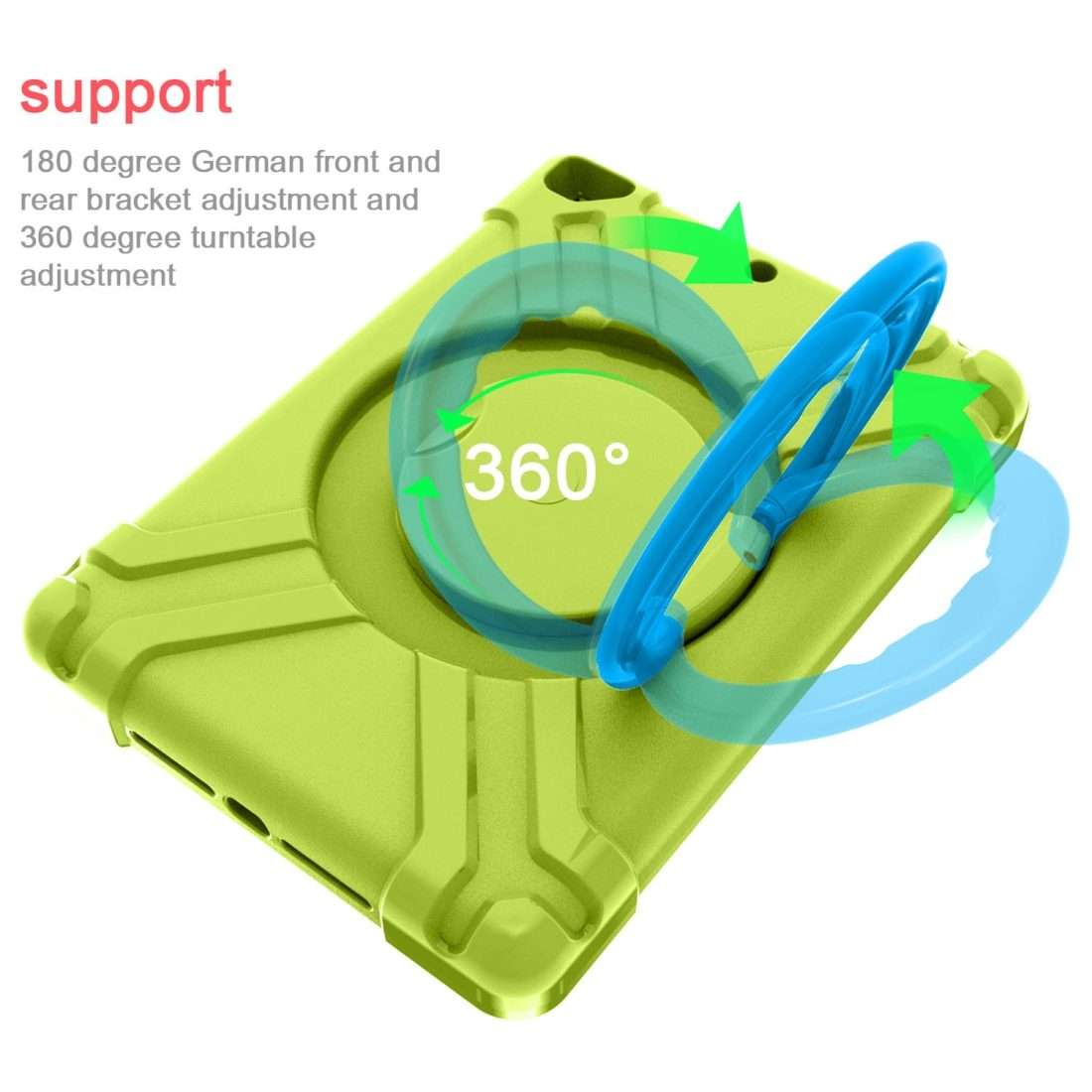 For iPad Air/Air2/Pro9.7 EVA + PC Flat Protective Shell with 360  Rotatin ... (Grass Green+Blue)