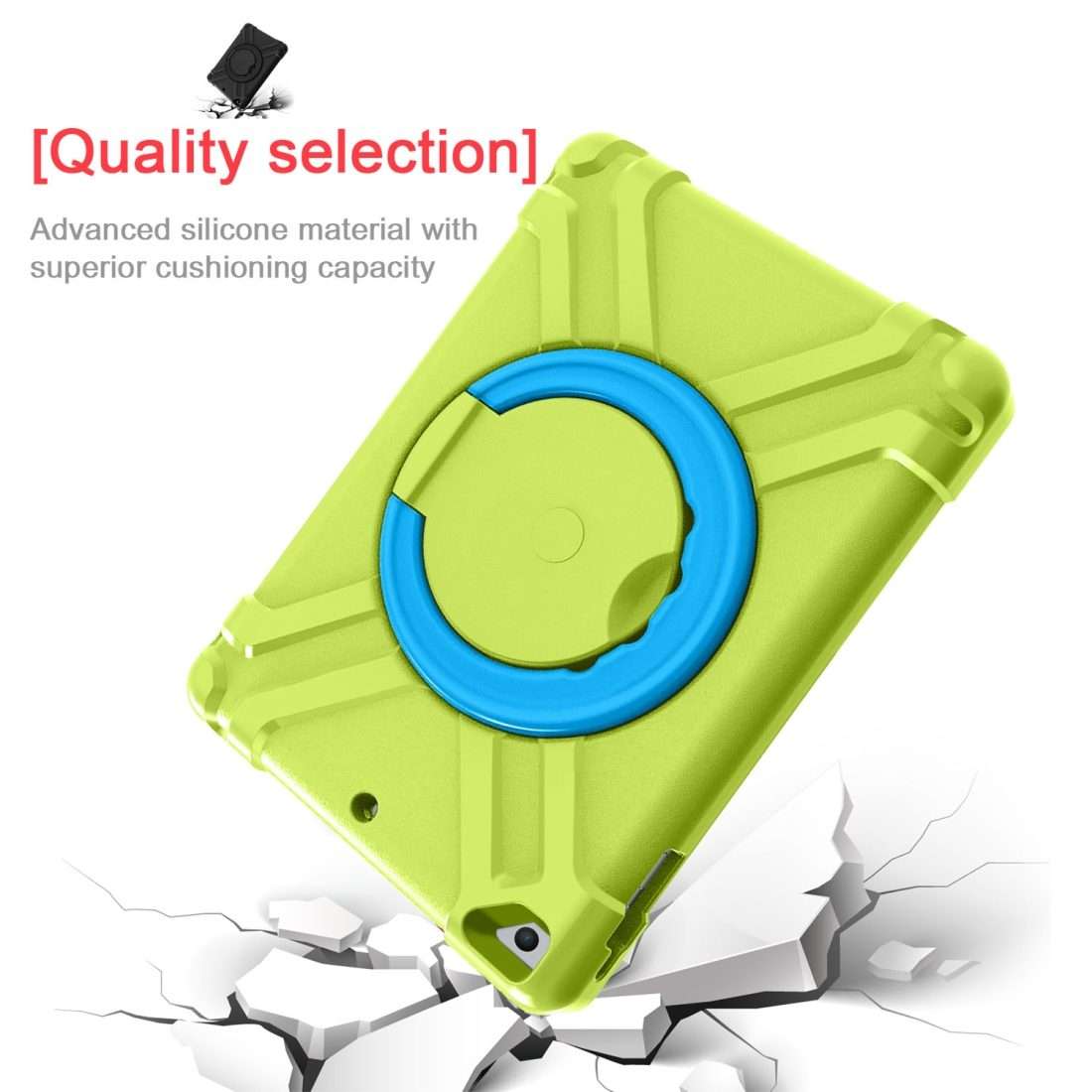 For iPad Air/Air2/Pro9.7 EVA + PC Flat Protective Shell with 360  Rotatin ... (Grass Green+Blue)
