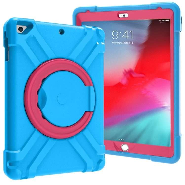 For iPad Air/Air2/Pro9.7 EVA + PC Flat Protective Shell with 360  Rotating B ... (Blue+Rose Red)