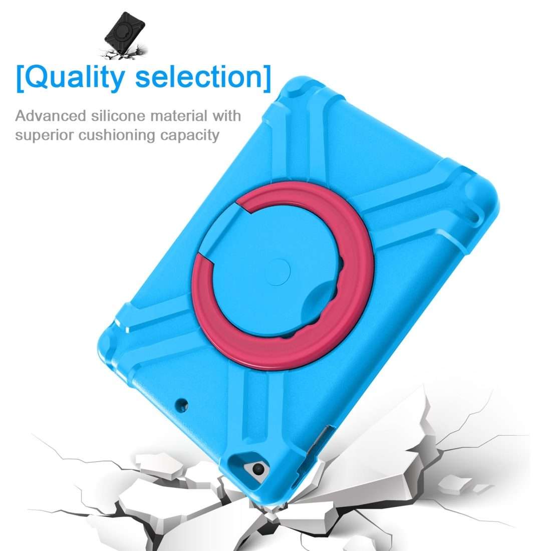 For iPad Air/Air2/Pro9.7 EVA + PC Flat Protective Shell with 360  Rotating B ... (Blue+Rose Red)