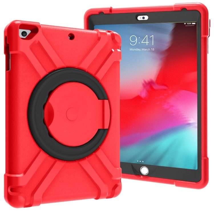 For iPad Air/Air2/Pro9.7 EVA + PC Flat Protective Shell with 360  Rotating Bracket(Red+Black)