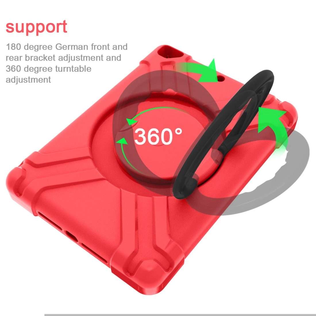 For iPad Air/Air2/Pro9.7 EVA + PC Flat Protective Shell with 360  Rotating Bracket(Red+Black)