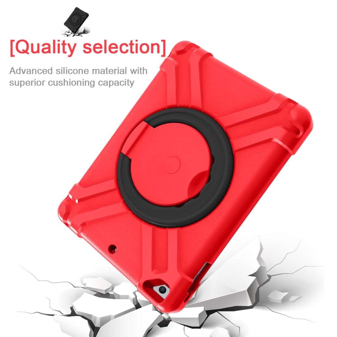 For iPad Air/Air2/Pro9.7 EVA + PC Flat Protective Shell with 360  Rotating Bracket(Red+Black)