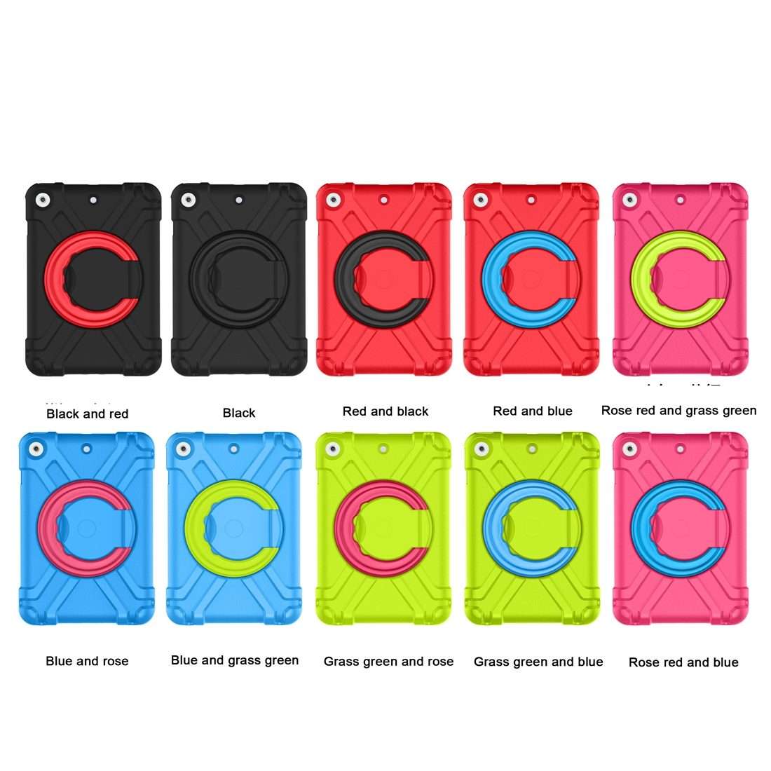 For iPad Air/Air2/Pro9.7 EVA + PC Flat Protective Shell with 360  Rotating Bracket(Red+Black)