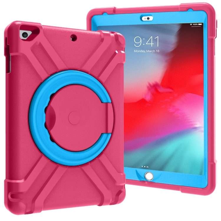 For iPad Air/Air2/Pro9.7 EVA + PC Flat Protective Shell with 360  Rotating B ... (Rose Red+Blue)