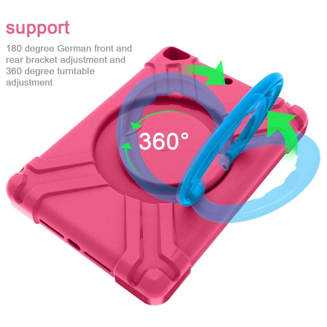 For iPad Air/Air2/Pro9.7 EVA + PC Flat Protective Shell with 360  Rotating B ... (Rose Red+Blue)