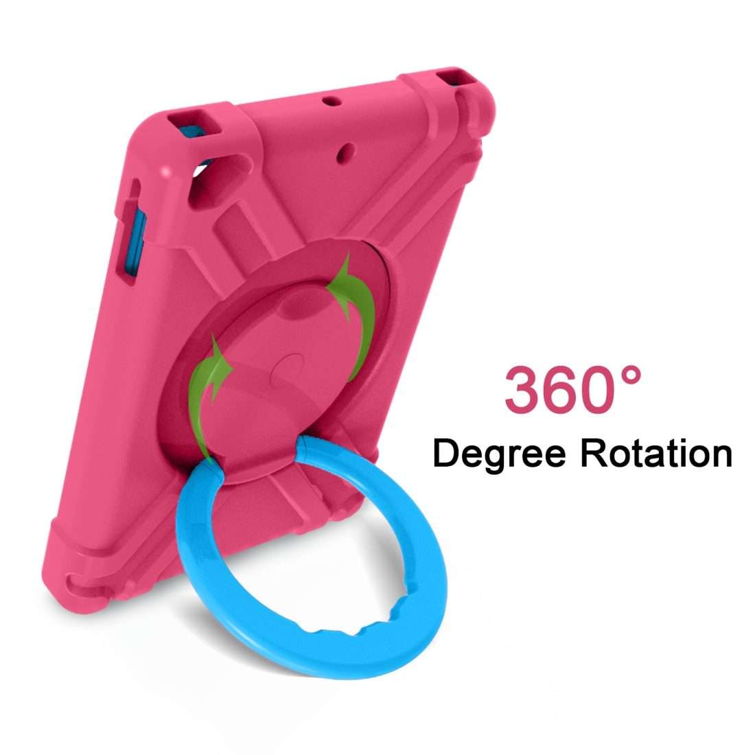 For iPad Air/Air2/Pro9.7 EVA + PC Flat Protective Shell with 360  Rotating B ... (Rose Red+Blue)