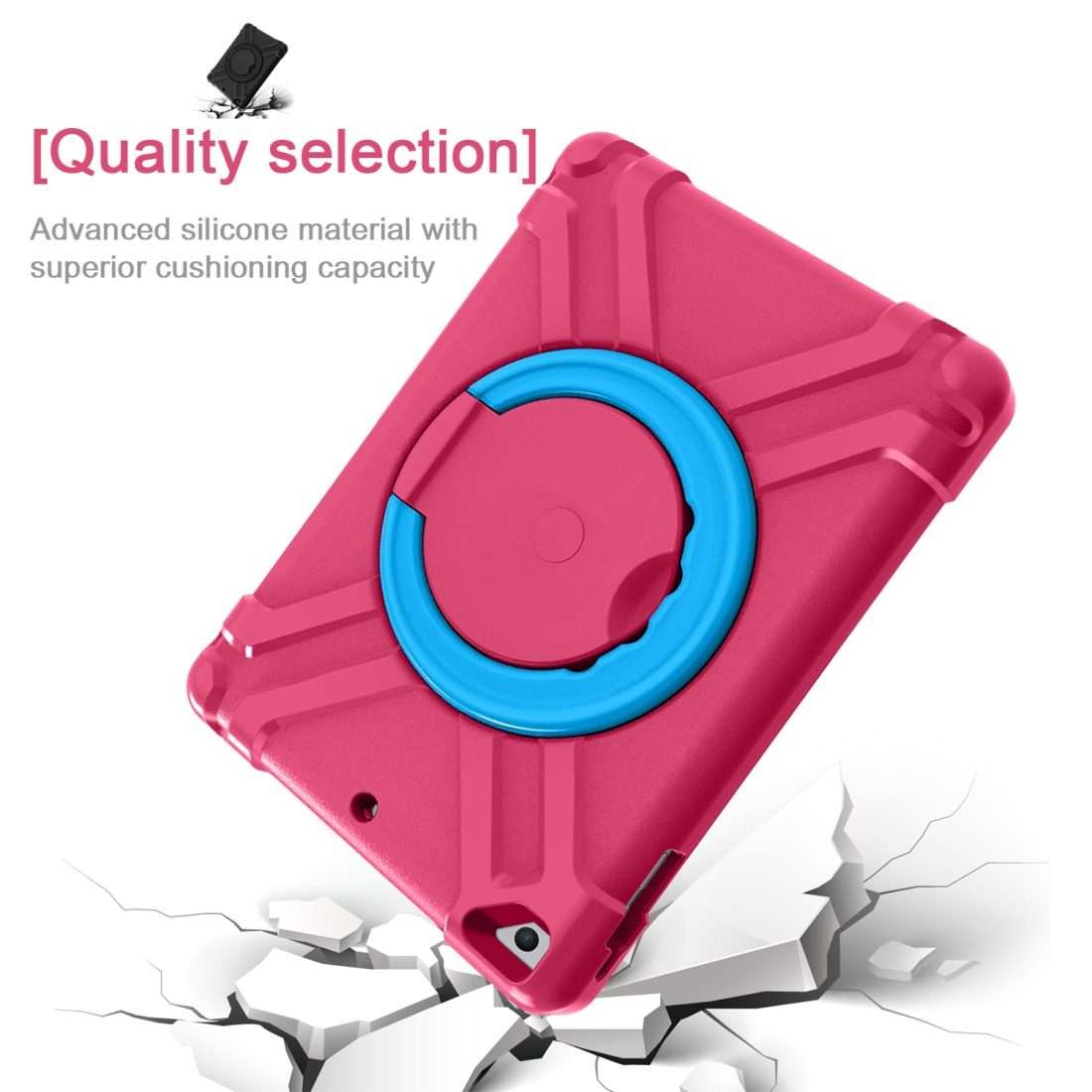 For iPad Air/Air2/Pro9.7 EVA + PC Flat Protective Shell with 360  Rotating B ... (Rose Red+Blue)