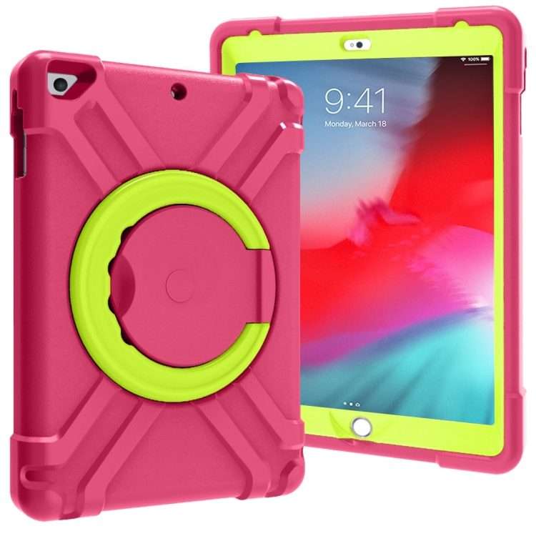 For iPad Air/Air2/Pro9.7 EVA + PC Flat Protective Shell with 360  Rot ... (Rose Red+Grass Green)