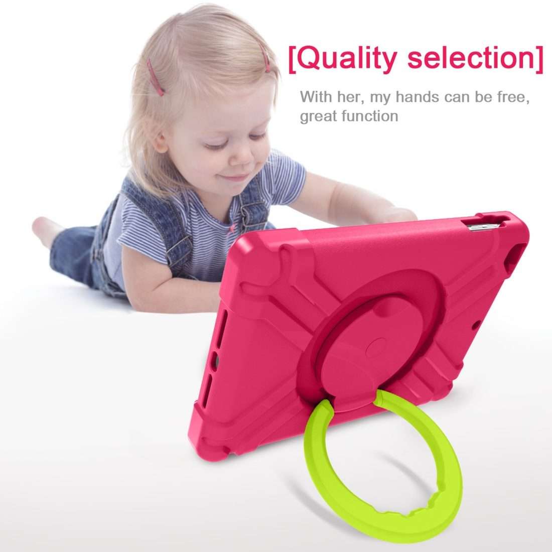 For iPad Air/Air2/Pro9.7 EVA + PC Flat Protective Shell with 360  Rot ... (Rose Red+Grass Green)