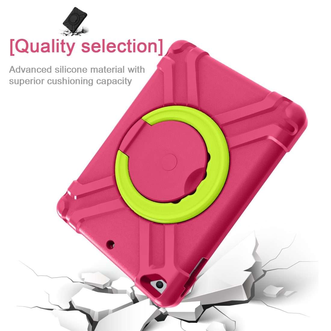 For iPad Air/Air2/Pro9.7 EVA + PC Flat Protective Shell with 360  Rot ... (Rose Red+Grass Green)