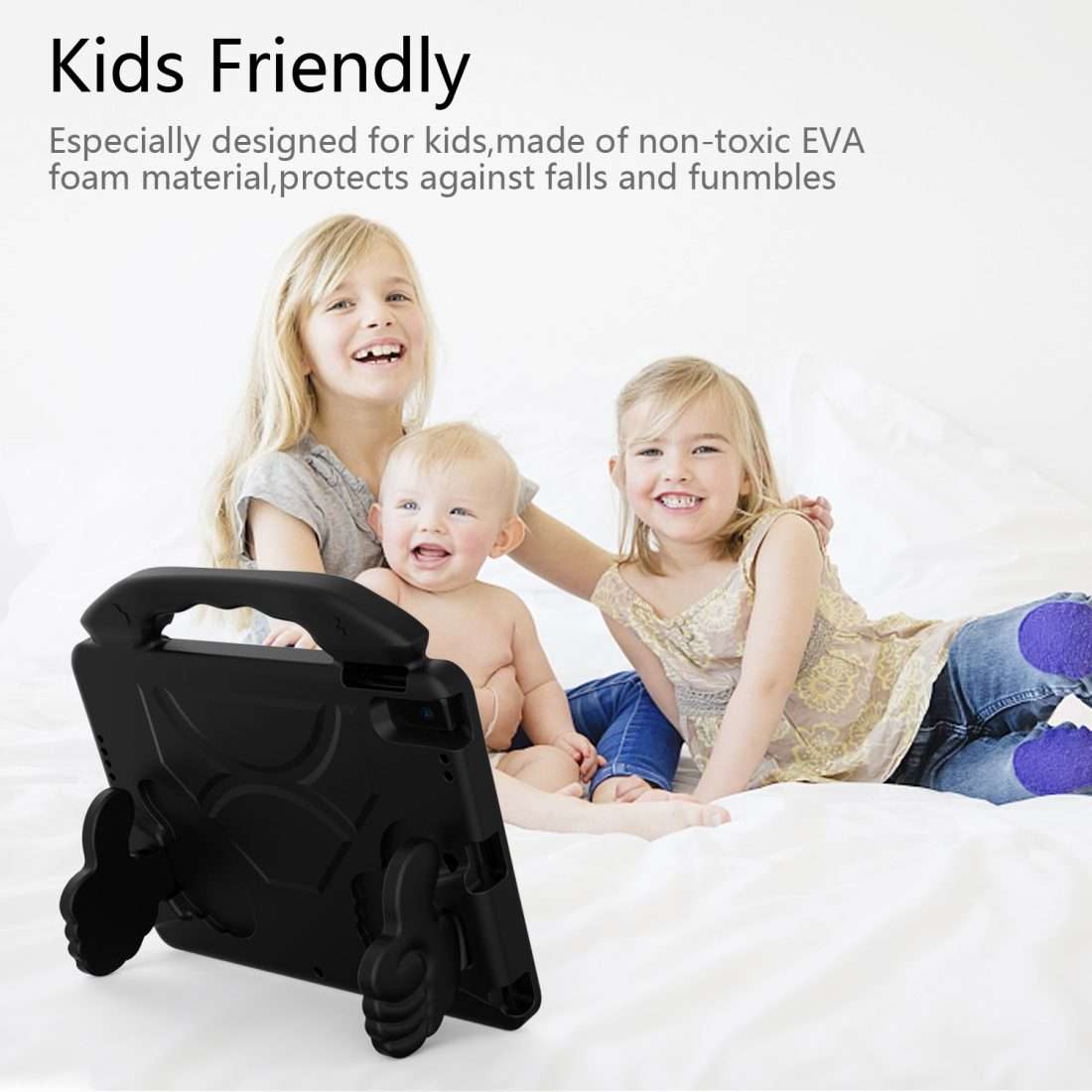 For iPad Pro 11 inch EVA Flat Anti Falling Protective Shell with Thumb Bracket(Black)