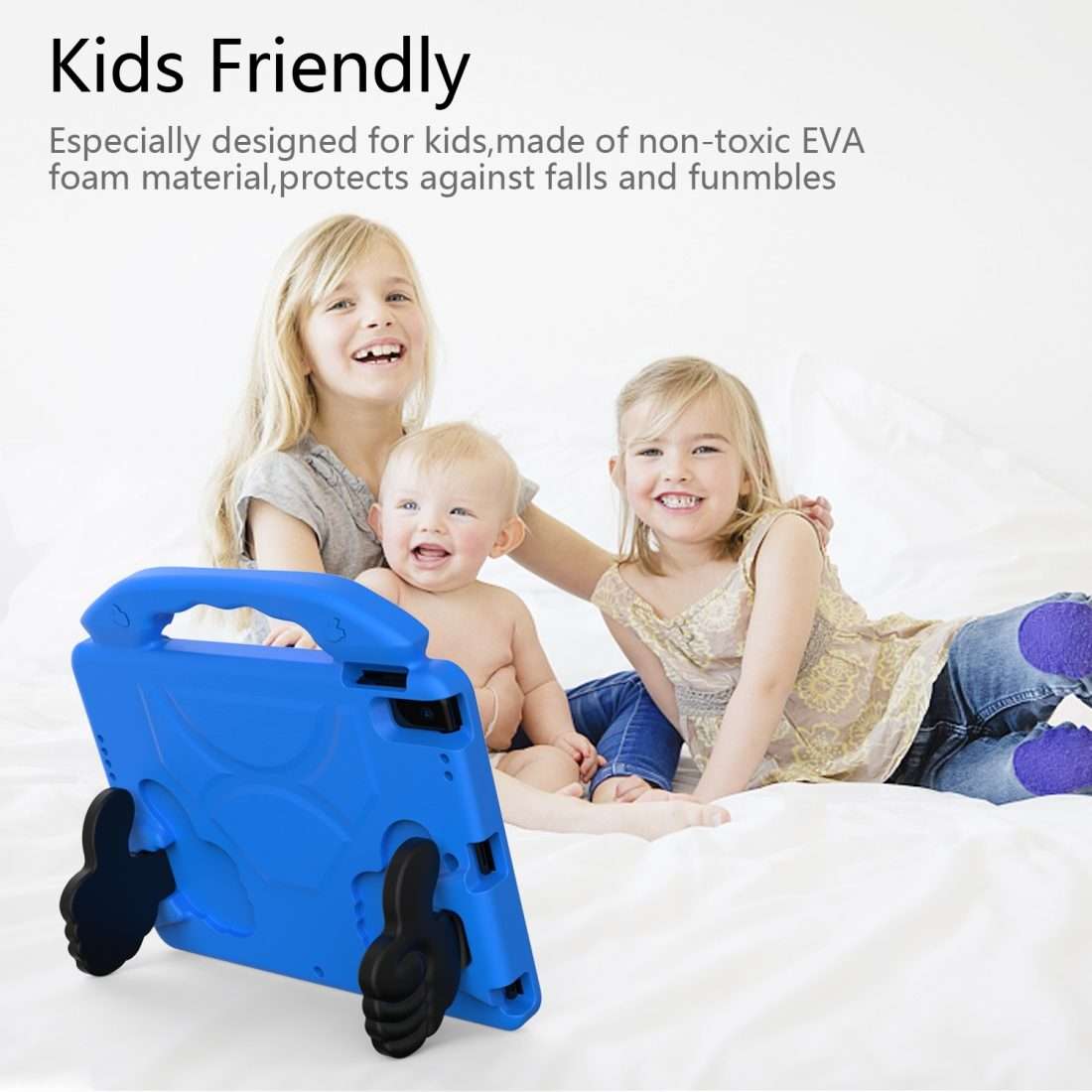 For iPad Pro 11 inch EVA Flat Anti Falling Protective Shell with Thumb Bracket(Blue)