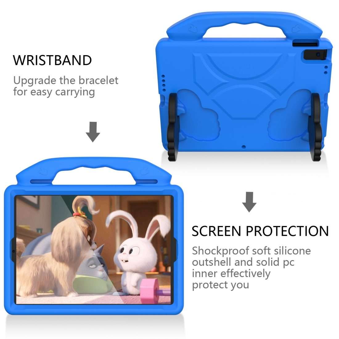 For iPad Pro 11 inch EVA Flat Anti Falling Protective Shell with Thumb Bracket(Blue)
