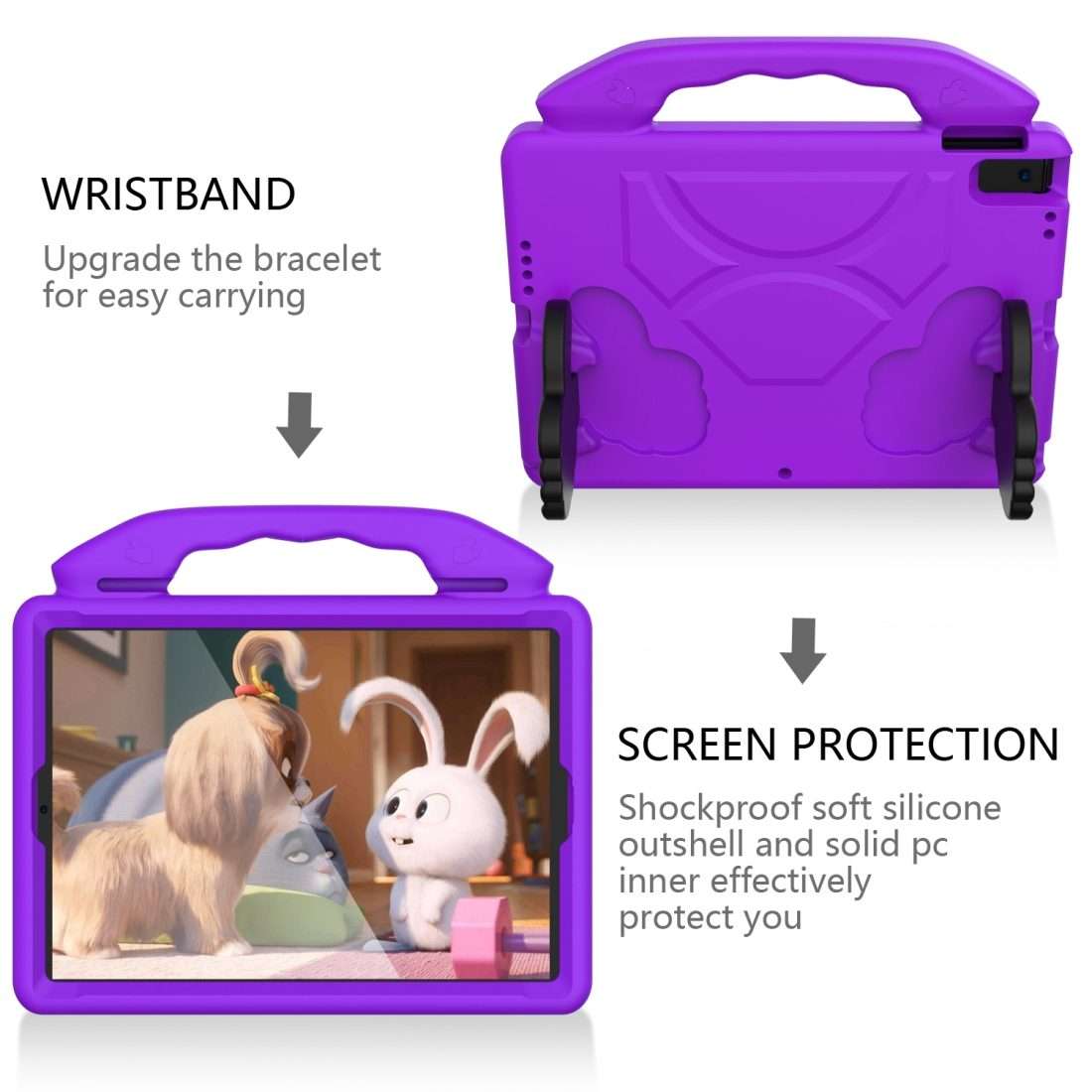 For iPad Pro 11 inch EVA Flat Anti Falling Protective Shell with Thumb Bracket(Purple)