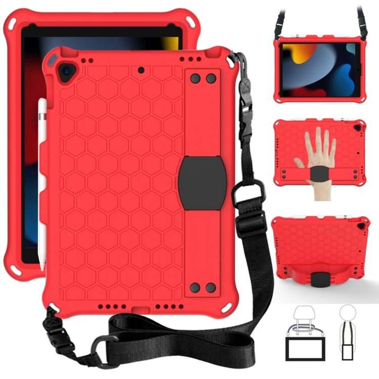 For iPad Air 2019 10.5 Honeycomb Design EVA + PC Four Corner Anti Falling Flat Pro ... (Red+Black)
