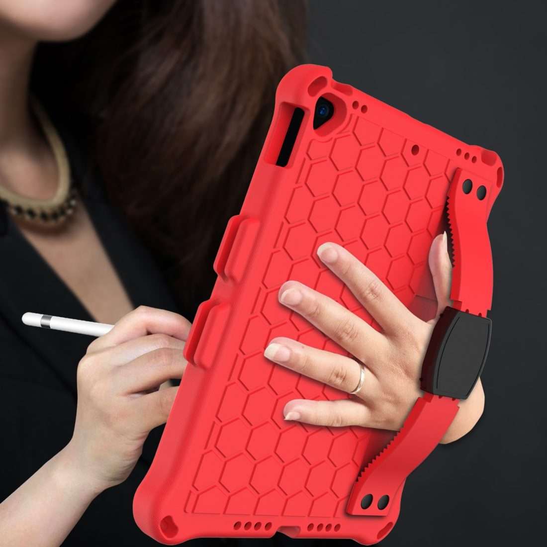 For iPad Air 2019 10.5 Honeycomb Design EVA + PC Four Corner Anti Falling Flat Pro ... (Red+Black)