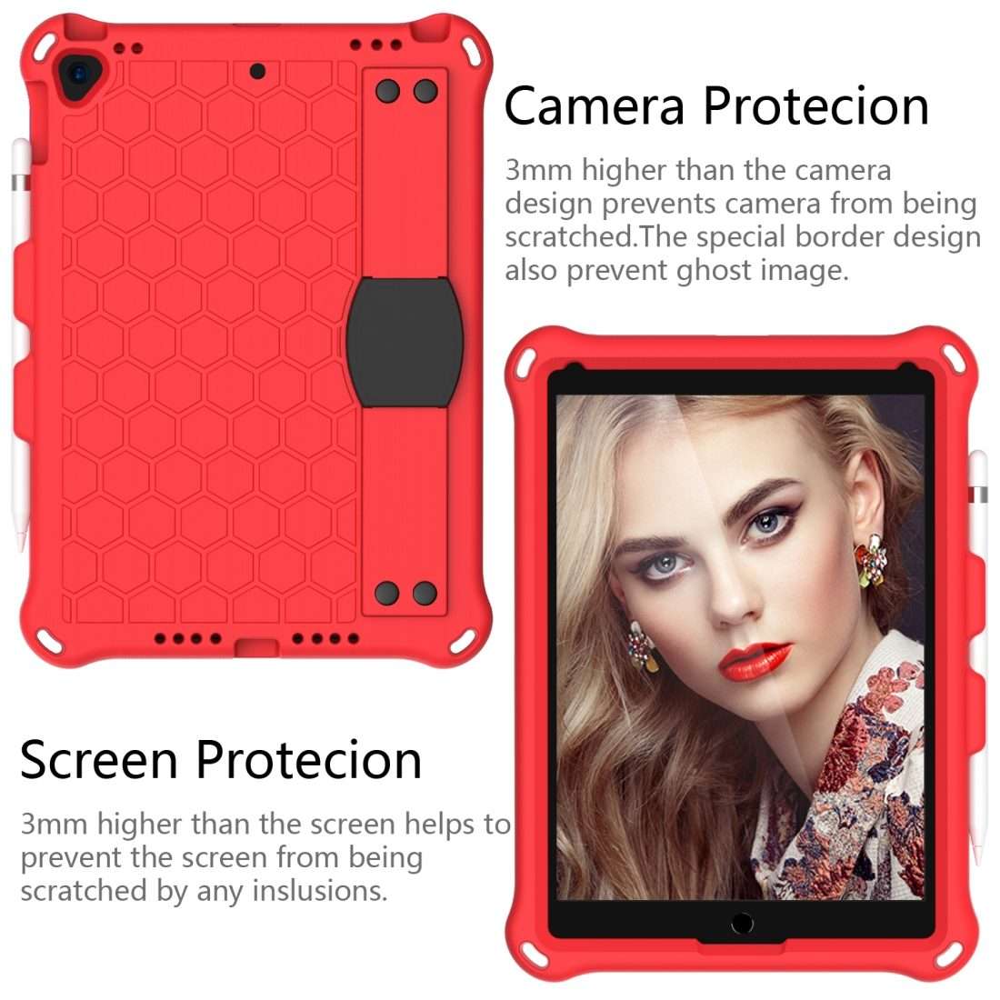 For iPad Air 2019 10.5 Honeycomb Design EVA + PC Four Corner Anti Falling Flat Pro ... (Red+Black)