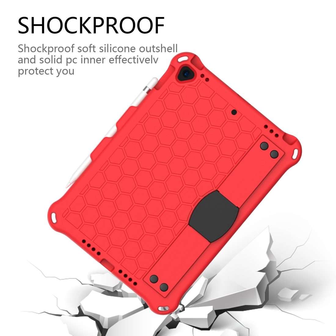 For iPad Air 2019 10.5 Honeycomb Design EVA + PC Four Corner Anti Falling Flat Pro ... (Red+Black)
