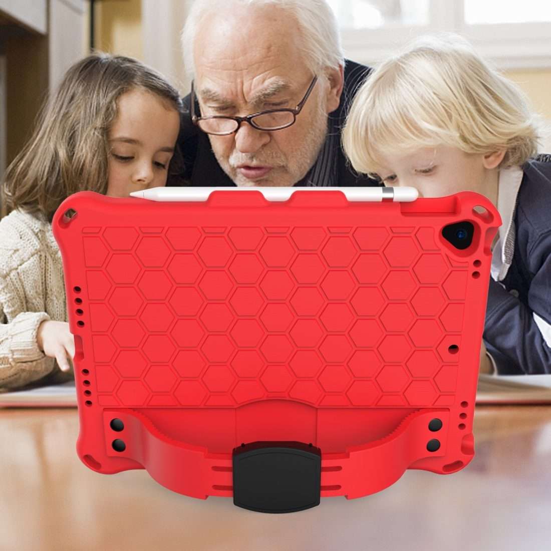 For iPad Air 2019 10.5 Honeycomb Design EVA + PC Four Corner Anti Falling Flat Pro ... (Red+Black)