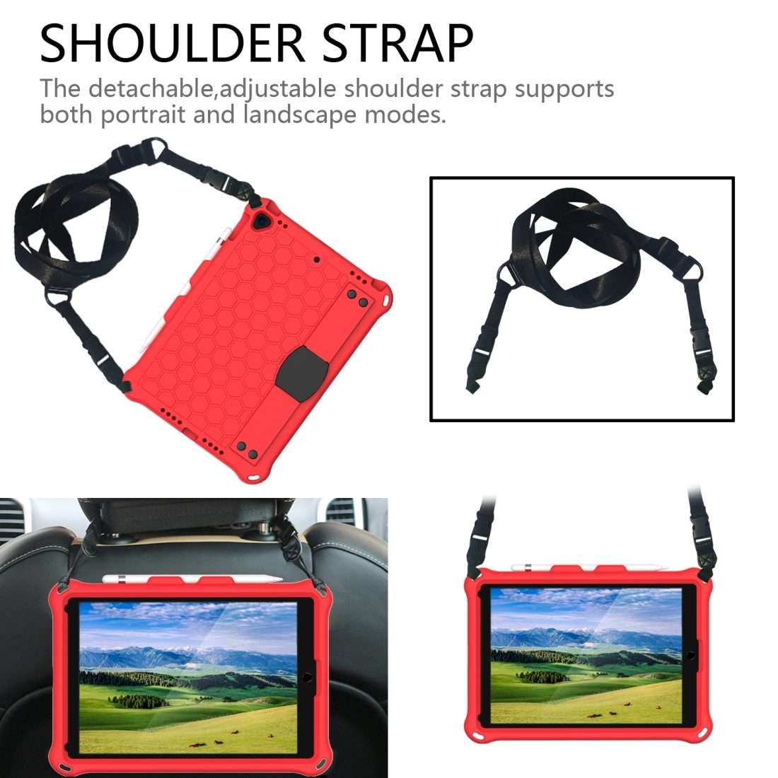 For iPad Air 2019 10.5 Honeycomb Design EVA + PC Four Corner Anti Falling Flat Pro ... (Red+Black)