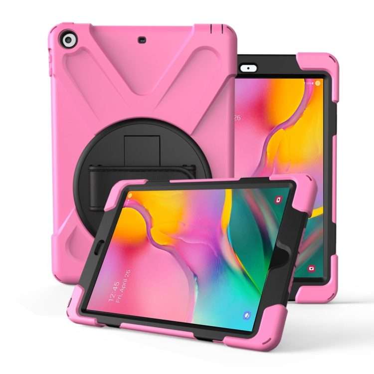 For Galaxy Tab A 10.1 2019 T510/T515 360 Degree Rotation PC + Silicone Protective ... (Pink)