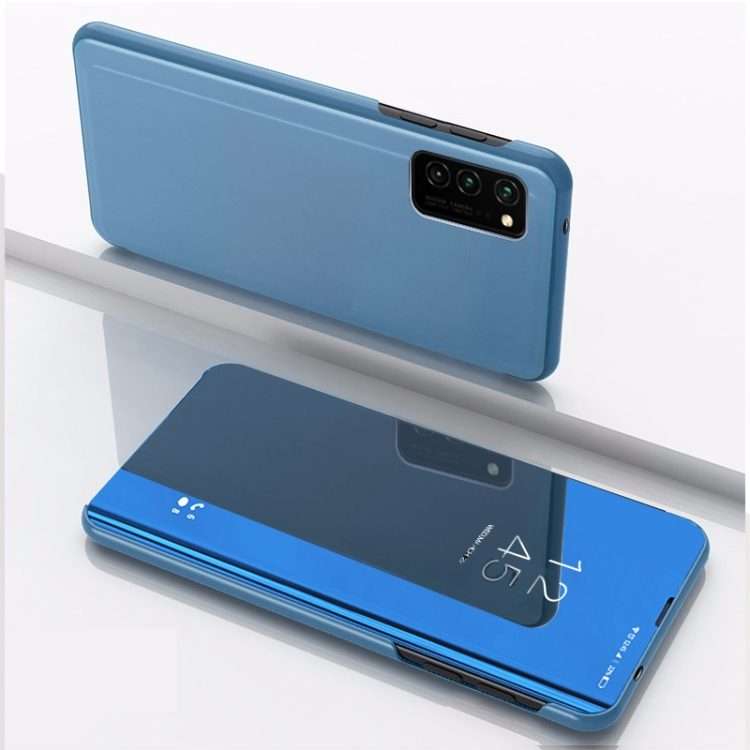 For Huawei P40 Pro Plated Mirror Horizontal Flip Leather Case with Holder(Blue)