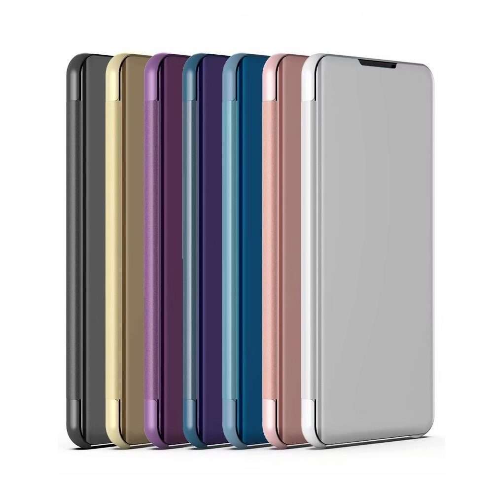 For Huawei P40 Pro Plated Mirror Horizontal Flip Leather Case with Holder(Blue)
