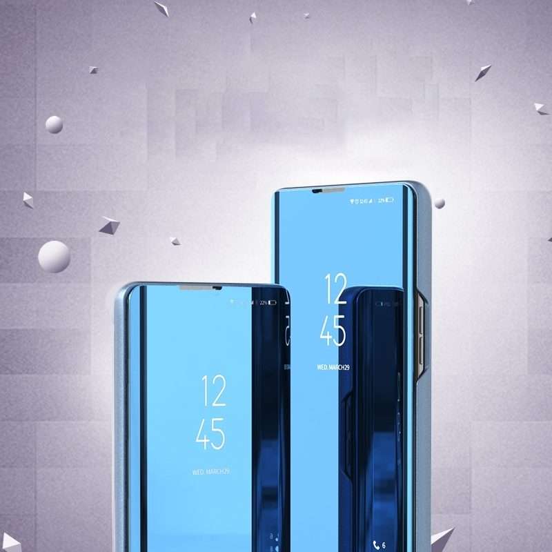 For Huawei P40 Pro Plated Mirror Horizontal Flip Leather Case with Holder(Blue)