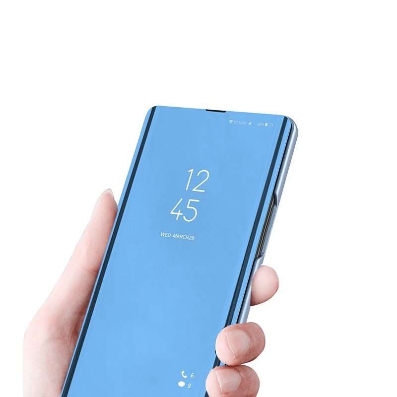 For Huawei P40 Pro Plated Mirror Horizontal Flip Leather Case with Holder(Blue)