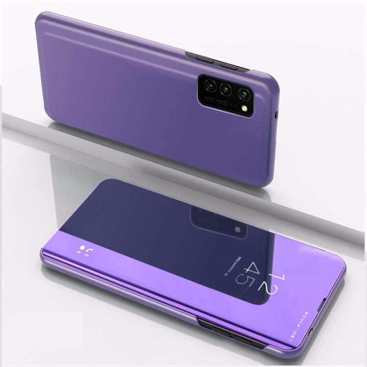 For Huawei P40 Pro Plated Mirror Horizontal Flip Leather Case with Holder(Purple Blue)