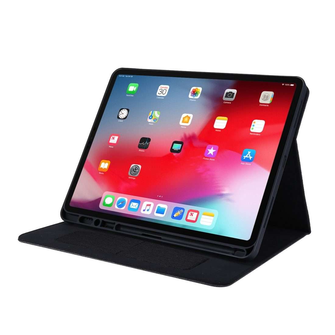 For iPad Pro 12.9(2020) Horizontal Flip TPU + Fabric PU Leather Protective Case with N ... (Black)