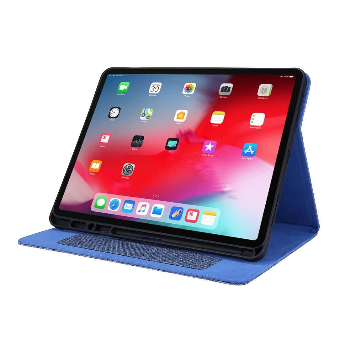 For iPad Pro 12.9(2020) Horizontal Flip TPU + Fabric PU Leather Protective Case wi ... (Deep Blue)